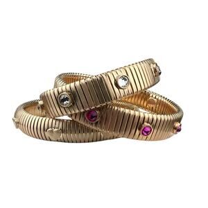 Canvas Style Lof of 3 Stretch Bracelets Stack of the Month Gold Tone